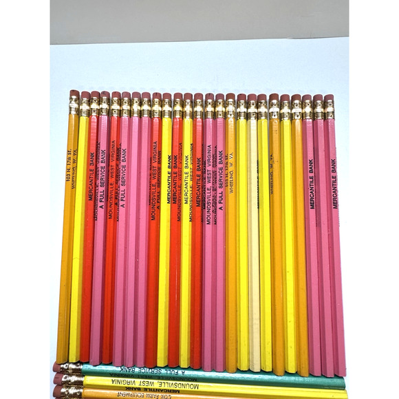 Lot of 50 Multi-Colored Bank Pencils Mercantile Bank Moundsville West Virginia - Picture 3 of 7